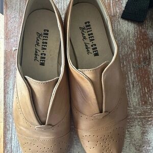 Anthropologie Chelsea Crew Brown Leather slip on oxfords